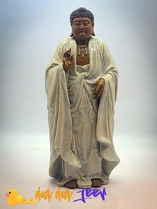 Buda de cerámica chino de piel oscura alto período República - Imagen 1 de 11
