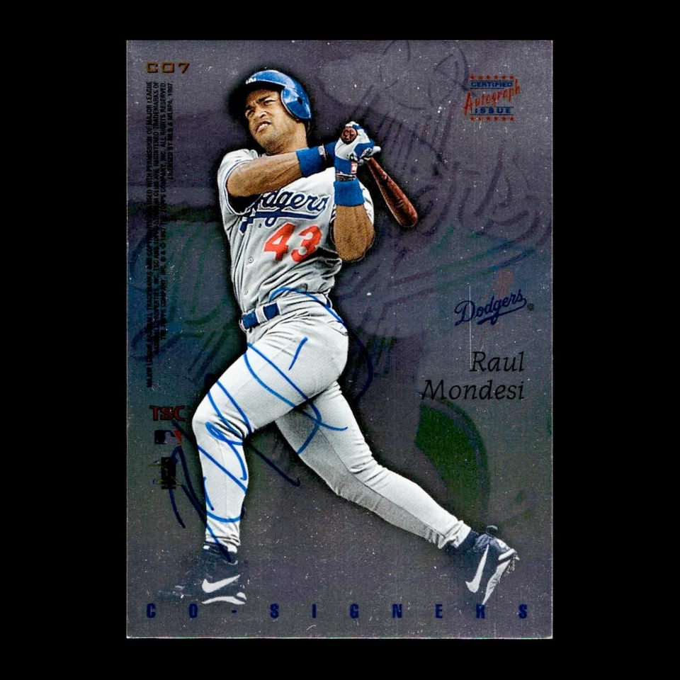 Eric Karros Raúl Mondesí 1997 Stadium Club #CO7 Co-Firmantes Doble Auto Dodgers Foto 1 de 2