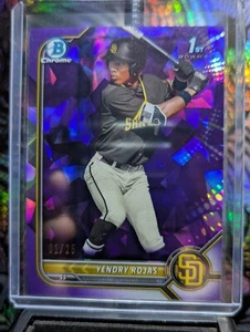 2022 Bowman Chrome Sapphire Prospects Purple /25 Yendry Rojas 1ST BOWMAN - MINT+ - Picture 1 of 4