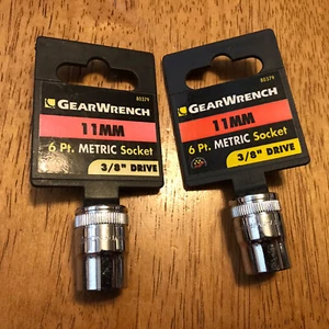 GEARWRENCH 3/8" Drive 6 Point Standard 11mm Metric Socket - 80379 - New Lot Of 2 - Picture 1 of 3