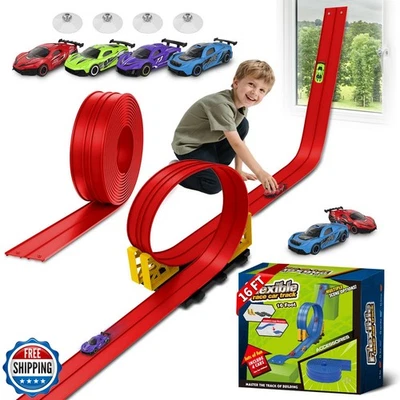 Flex Race Track 16 Ft with Suction Cups Compatible with Diecast 1/64th Cars,  - Image 1 of 4