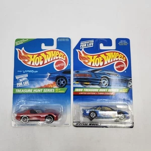 2 Hot Wheels Treasure Hunt Series 1996 #433 Viper 1999 #930 T Bird Stocker READ - Picture 1 of 15