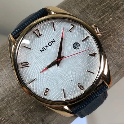 Nixon Bullet Women Dress Date Blue Leather Band Quartz Analog 38mm Watch 6 3/4" - Image 1 of 4