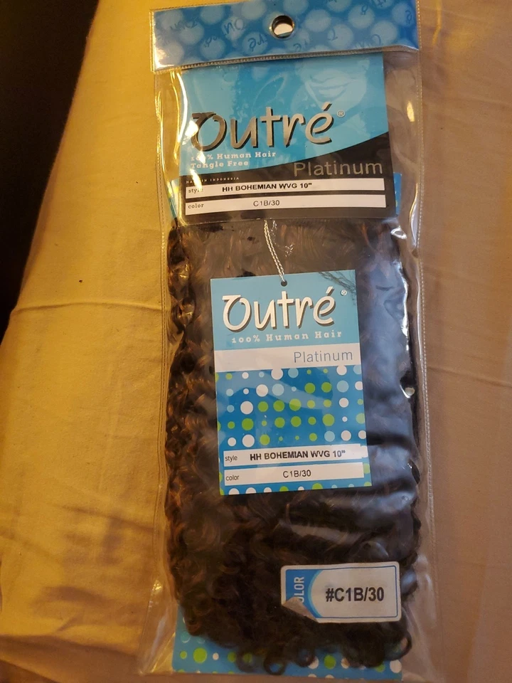 Paquete de tejido de rizos duros bohemios 100 % humanos Outre en muy buena condición 12" paquete único Foto 1 de 4