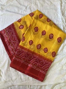 Yellow & Red Saree Party Wear Indian Pakistani Wedding Designer Sari - Picture 1 of 6