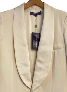 Ralph Lauren Purple Label Collection 100% Silk Tuxedo Icon Cream Blazer 10 NWT - Picture 1 of 9