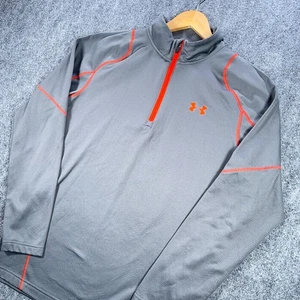 Pullover Under Armour 1/4 Cremallera Hombres L Gris Capa Media Elastizado Coldgear Vellón #AB66S - Imagen 1 de 5