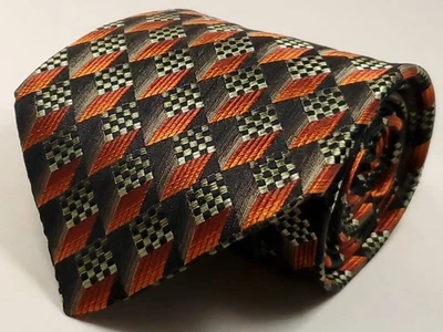 BACHRACH Handmade in ITALY 100% Silk Tie Orange Green Brown Necktie NEW - Image 1 of 4