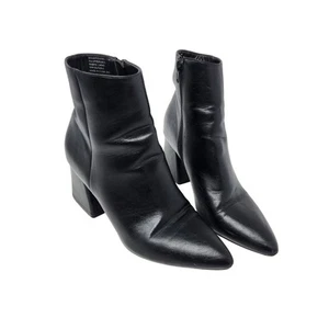 Y2k Madden Girl Savant Leather Zip Up Ankle Boots Pointed Toe Black Size 8.5 M - Picture 1 of 12