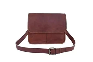 14 In Real Leather Messenger Bag Laptop Satchel A4 School Crossbody Shoulder Bag - Picture 1 of 12