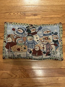 Cuscino da lancio arazzo natalizio vintage con pupazzi di neve - Foto 1 di 7