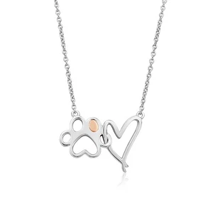 Clogau walisisches Silber & 9 kt Pfotenabdrücke auf meinem Herzen Halskette 18" Sterling neu selten - Bild 1 von 2