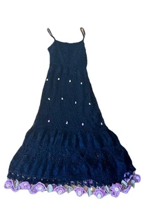 Black Crotchet With Floral Dress L Romantic - Picture 1 of 8