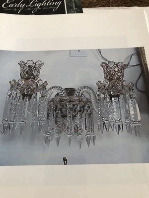 Antique Enameled Gold Baccarat Crystal Two Arm Candle Sconce - Image 1 of 4