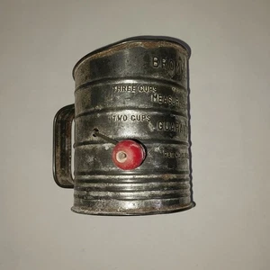 Tamiz de harina medidor de 3 tazas Bromwell's vintage usado mango de madera - Imagen 1 de 6