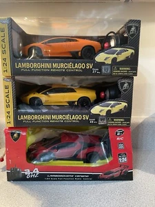 Lot of 3 RC Lamborghini Sports Cars – Orange & Yellow Murciélago SV, Red Veneno - Picture 1 of 2