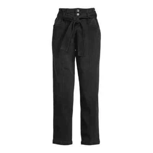 Time and Tru Women's Paperbag Jeans Black Size 2 NWT - Picture 1 of 4