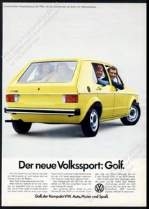 1975 VW Volkswagen Golf L yellow car photo German vtg print ad - Picture 1 of 7