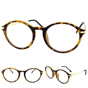Mens Classic Vintage Retro Style Clear Lens EYE GLASSES Oval Tortoise Gold Frame - Picture 1 of 6