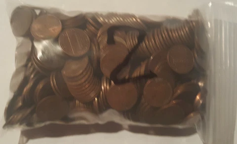 bag of 500 lincoln  memorial pennies ( unsearched ) 1959-1982 Cover