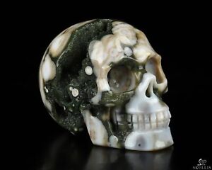 2.0" Ocean Jasper Hand Carved Crystal Skull, Realistic, Crystal Healing