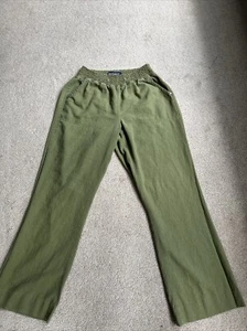 Beau Dawson Women's Linen Blend Pants Elastic Waist Green Size Petite Small PS - Picture 1 of 8