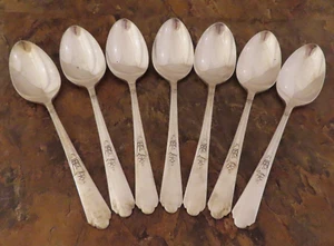 Oneida Encore Set of 7 Teaspoons SL GH Rogers Vtg Silverplate Flatware Lot D - Picture 1 of 5