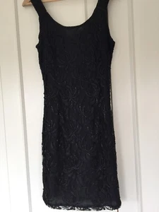 Christmas Black Beaded Party Dress From Sixth Sence Size 10 Length 36” Lined - Picture 1 of 3