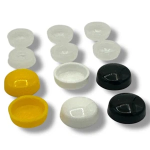 6 PCS NUMBER PLATE FIXINGS GLOSS SCREW COVER CAP BLACK WHITE YELLOW CAPS & BASES - Picture 1 of 4