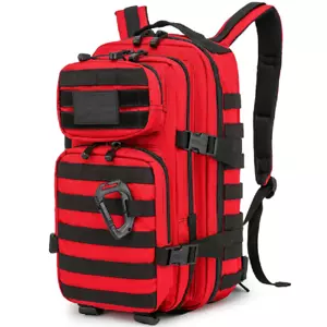 KombatUK Small Heavy Duty Hiking Assault Pack Rucksack Backpack 28L Black & Red - Bild 1 von 4