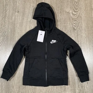 NIKE Girls Full Zip Fleece Hoodie (dj0689-010) BLACK, SMALL - Picture 1 of 7