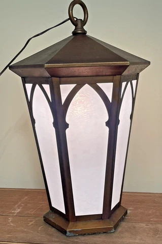 Pendant Light Large Vintage Mission Gothic Arts and Crafts  white slag glass Cover