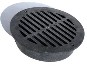 12" Black Round Plastic Channel Grate Catch Basin Landscape Drainage System - Picture 1 of 12
