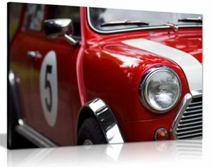Red Classic Mini Cooper Canvas Wall Art Picture Print Home Decor - Picture 1 of 1