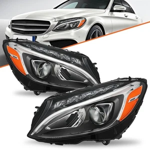 Front LED Headlight Set 2pcs For 2015 2016 2017 2018 Mercedes Benz C Class W205  - Picture 1 of 9
