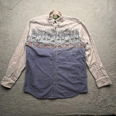 Cabelas Flannel Chamois Deer Western Blue Shirt Large Tall Button Up Long Sleeve - Image 1 of 4