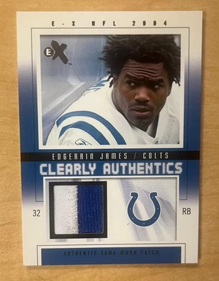 Parche de camiseta Fleer E-X Clearly Authentics CA-EJ Edgerrin James 2004/75 Colts Foto 1 de 2