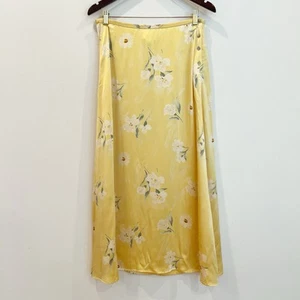 Gonna Vintage Limited America Donna 8 Giallo Seta Floreale Raso Maxi Fata Y2K - Foto 1 di 10