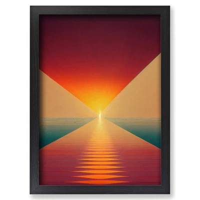 Framed Awesome Abstract Sunset Wall Art Canvas Print Poster Picture, Home Decor - Image 1 of 4