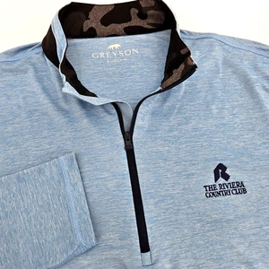 Greyson The Riviera Country Club 1/4 Zip Golf Pullover Sweater Blue Camo Mens XL - Picture 1 of 9