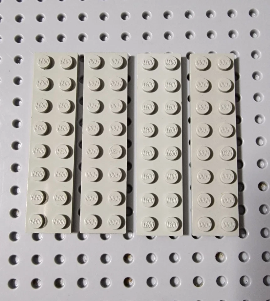 LEGO Platte Bauplatte Basisplatte 2x8 alt hellgrau 4 Stück basic plate 3034 R2 - Bild 1 von 1