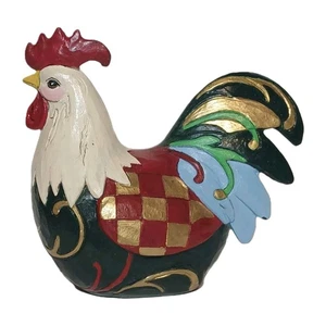 Red Green & Gold Resin Rooster Chicken Country Farmhouse Figurine Decor Art - Picture 1 of 19