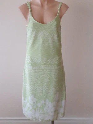 Rockmans small size 12 cool summer green and white midi dress - image 1 of 4