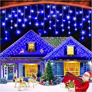 LED Eisregen Lichterkette Fenster Außen Innen Eiszapfen IP44 Garten Xmas Dekor - Bild 1 von 41