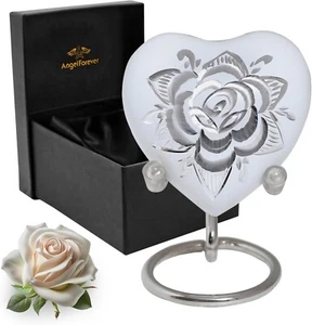Rose Heart Urns for Human Ashes Adult Female & Male - Handcrafted Small Urn Hear - Picture 1 of 6