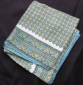 Bufanda Faille Vintage BURMEL Azul, Amarillo y Blanco Estampado Foulard Italia - Imagen 1 de 3