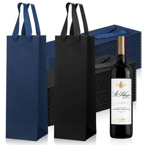 50 Pack Wine Bottle Gift Bags Paper Wine Gift Bags Bulk 13.8x3.7x3.5 Wine Bag... - Picture 1 of 6