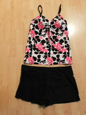 Tankini floral para mujer - traje de baño rojo, negro, blanco - talla XXXL (talla 22-24) Foto 1 de 4