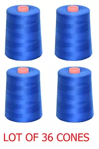LOT OF 36 CONES Royal Blue Sewing Machine Thread Spool Cones Supplies Spun Poly - Picture 1 of 5