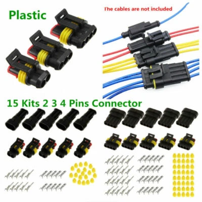 Kit de enchufe conector cable eléctrico sellado impermeable 2 3 4 pines para automóvil motocicleta Foto 1 de 4
